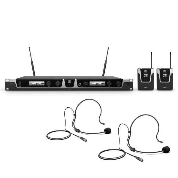 LD Systems U505 BPH 2 Dual - Funkmikrofon System mit 2 x Bodypack und 2 x Headset - 584 - 608 MHz